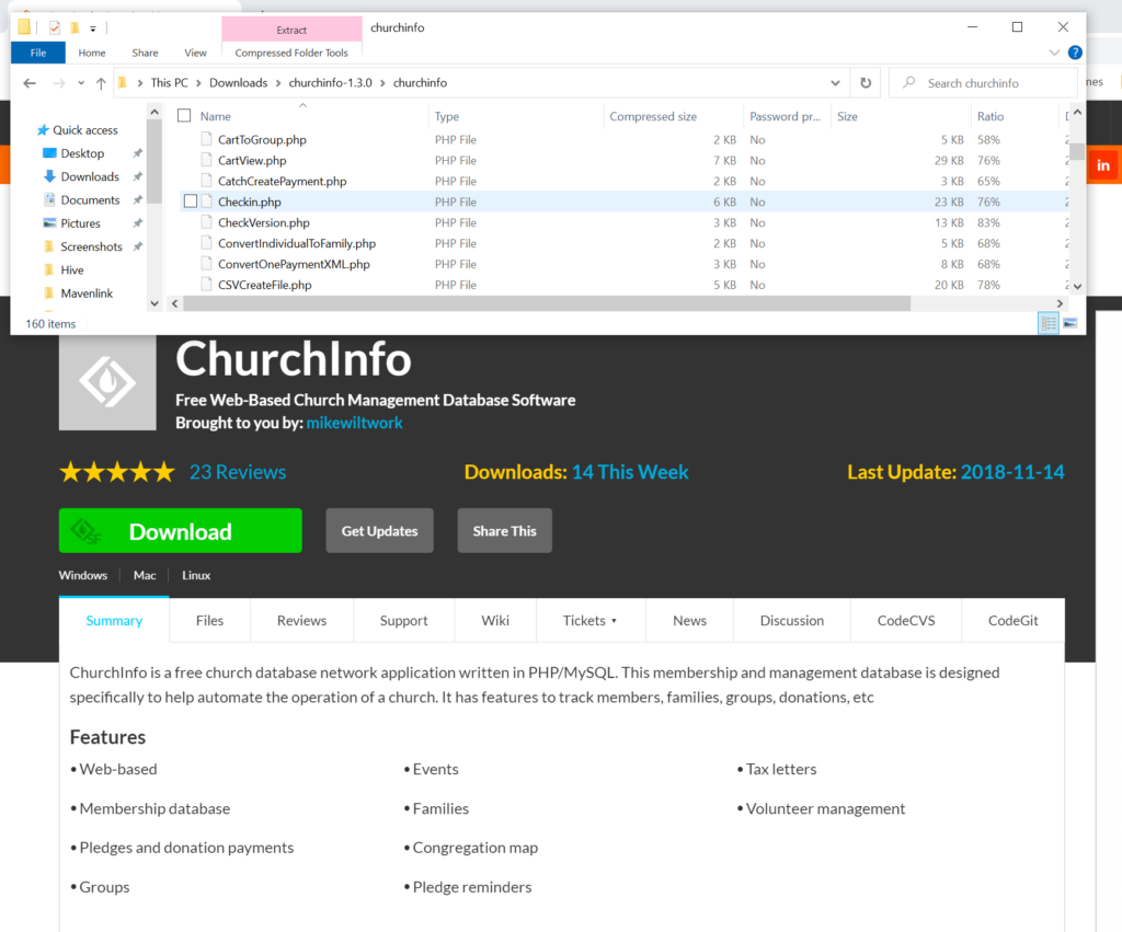 ChurchInfo Free Church Management Software Screenshots