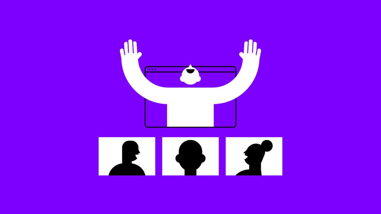 illustration of a worship leader with arms raised in front of the worship team