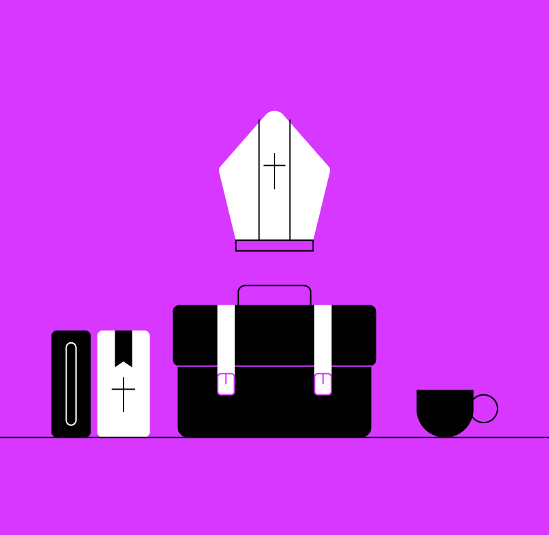 illustration of a briefcase next to a bible for church business plan